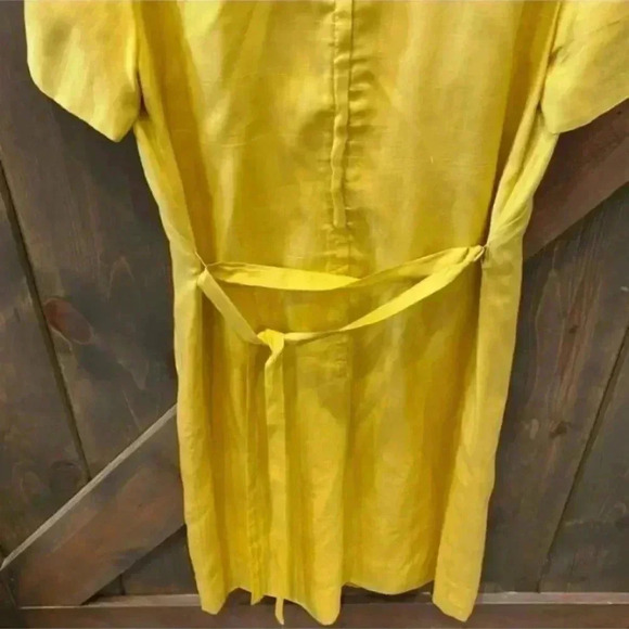 Robert Peters for Julius Garfinckel  Vintage Retro Yellow Silk Dress Pinup - Picture 7 of 9